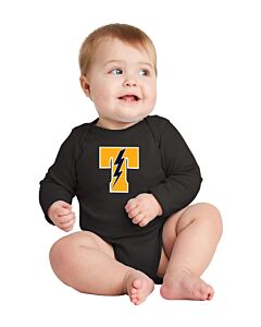 Rabbit Skins™ Infant Long Sleeve Baby Rib Bodysuit - Front Imprint - Titan "T" Bolt Logo 